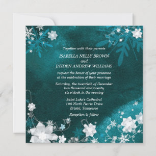 Convite Teal White Frosty Casamento no inverno