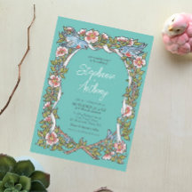 Teal Wildflower Border Boho Weding