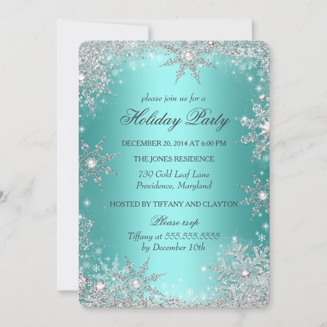 Convite Teal Winter Wonderland Natal Festa 2 (Frente)