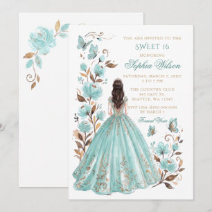 Convite Téália Borboleta Floral Princesa Doce 16