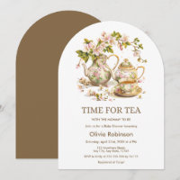 Teapot Floral Time for Tea Chá de fraldas