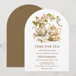Convite Teapot Floral Time for Tea Chá de fraldas