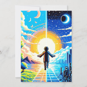 Convite Tech and Nature Harmony - Pixel Art de 8 bits