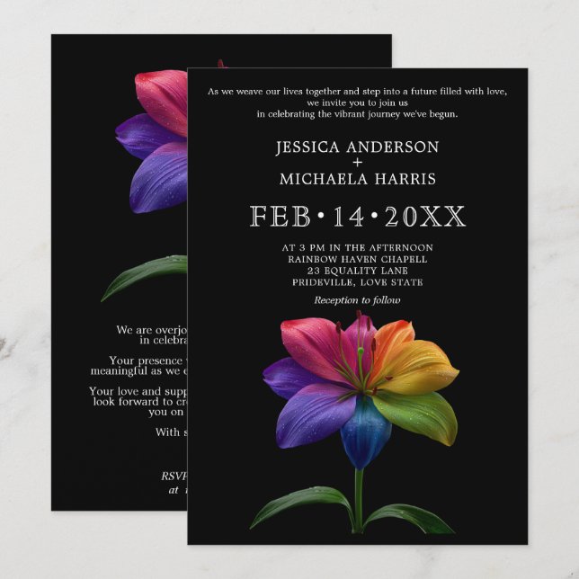 Convite 🌈 Technicolor Vows Wedding (Frente/Verso)