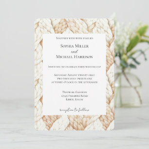Convite Tecido Bege Creme Aconchegante Casamento
