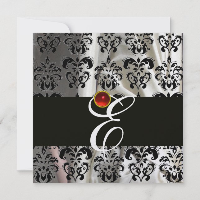 CONVITE TECIDO DE DAMASCO DE SEDA COM MONOGRAMA EM GELADEI (Frente)