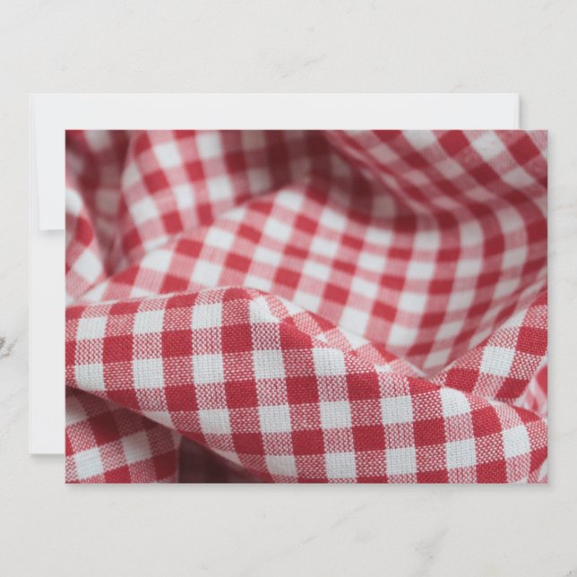 Convite Tecido de Gingham Vermelho e Branco (Frente)