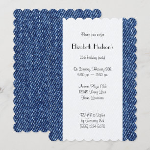 Convite Tecido Denim Lavado (Twill Textile) - Azul