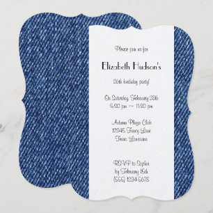 Convite Tecido Denim, Textura Denim, Denim Azul, Aniversár