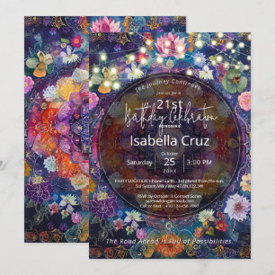 Convite Tecido em Flor Design de Mandala Floral