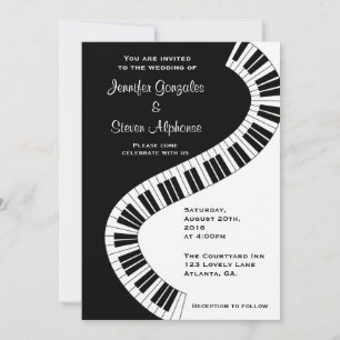 Convite Teclas de Piano Onduladas Casamento