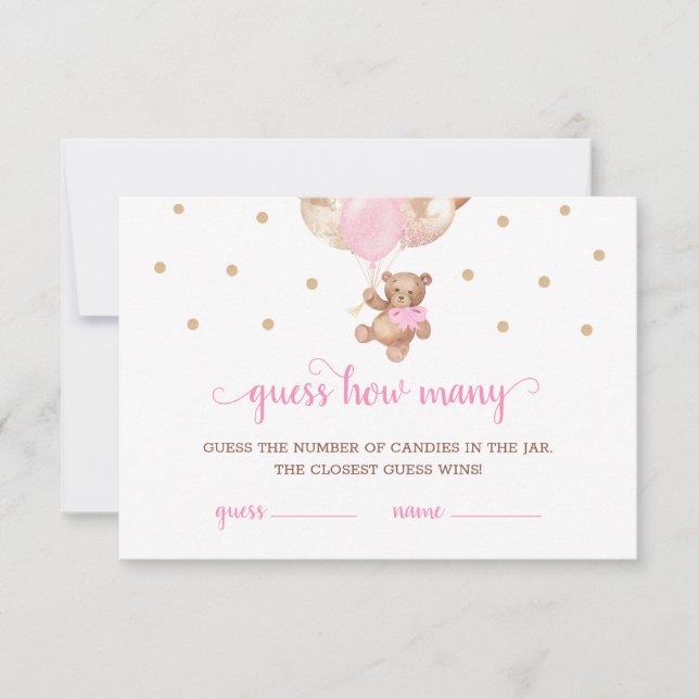 Convite Teddy Bear Adivinha Quantas Candies Game Chá de fr (Frente)