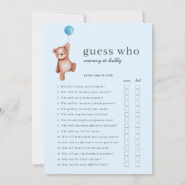 Convite Teddy Bear Adivinha Quem Joga O Chá de fraldas