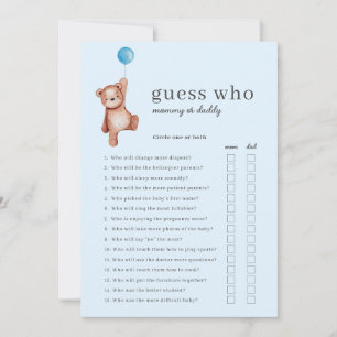 Convite Teddy Bear Adivinha Quem Joga O Chá de fraldas