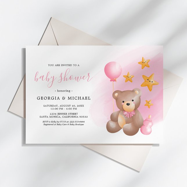 Convite Teddy Bear Baby Shower (Criador carregado)