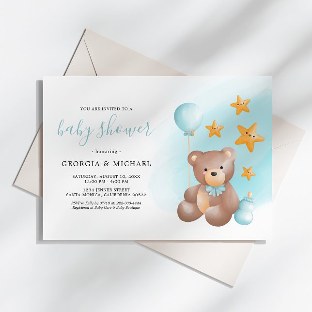Convite Teddy Bear Baby Shower (Criador carregado)