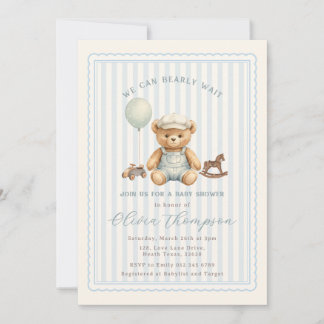 Convite Teddy Bear Baby Shower Invitation