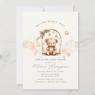 Convite Teddy Bear Baby Shower Invitation