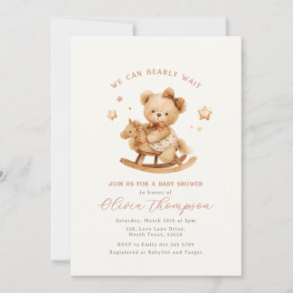 Convite Teddy Bear Baby Shower Invitation