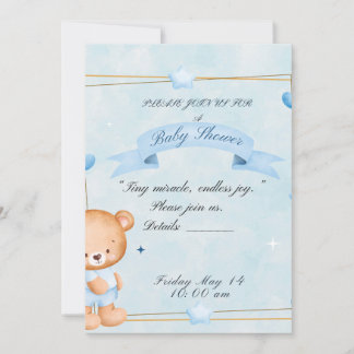 Convite Teddy Bear Baby Shower Invite