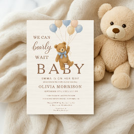 Convite Teddy Bear Baby Shower We Can Bearly Wait