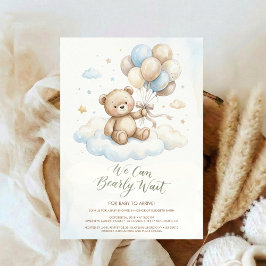 Convite Teddy Bear Baby Shower with Brown Sage Balloons