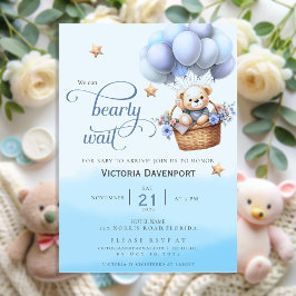 Convite Teddy Bear Balloon Boy Baby Shower Invitation