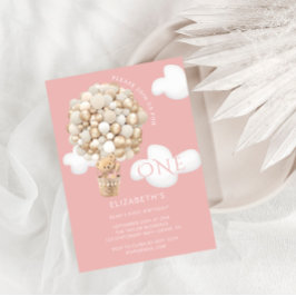 Convite Teddy Bear Balões primeiro aniversario