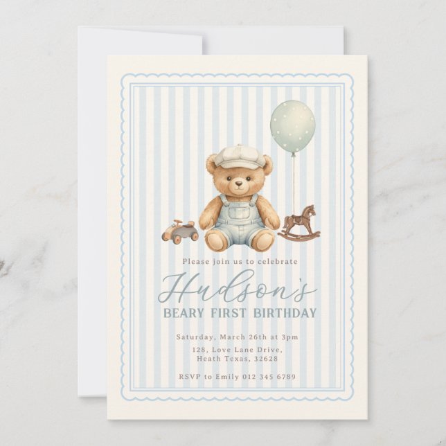 Convite Teddy Bear Birthday Invitation (Frente)
