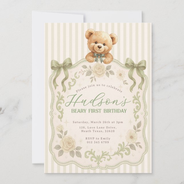 Convite Teddy Bear Birthday Invitation (Frente)