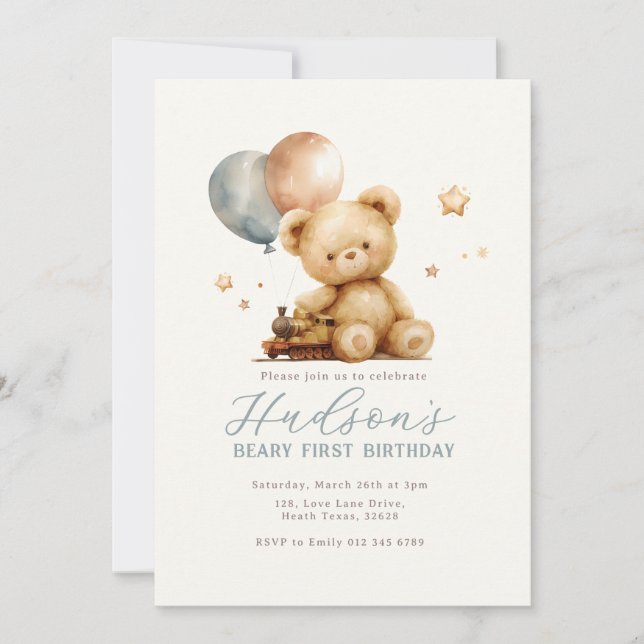 Convite Teddy Bear Birthday Invitation (Frente)