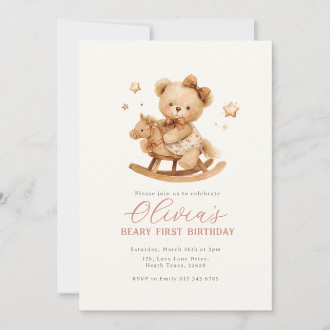 Convite Teddy Bear Birthday Invitation (Frente)
