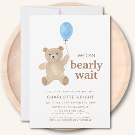 Convite Teddy Bear Boy Baby Shower