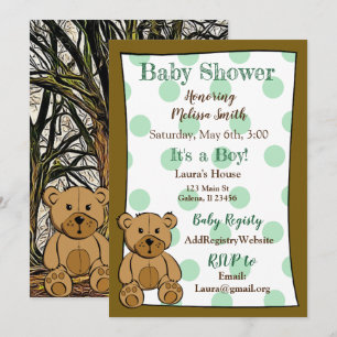 Convite Teddy Bear Boy Baby Shower Invasores