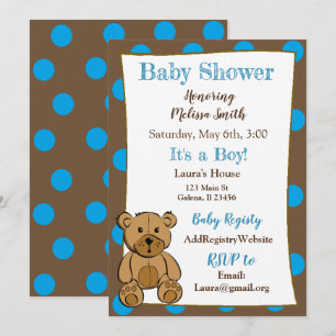 Convite Teddy Bear Boy Baby Shower Invasores
