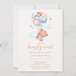Convite Teddy Bear Boy Blue Bprecoce Chá de fraldas de Esp