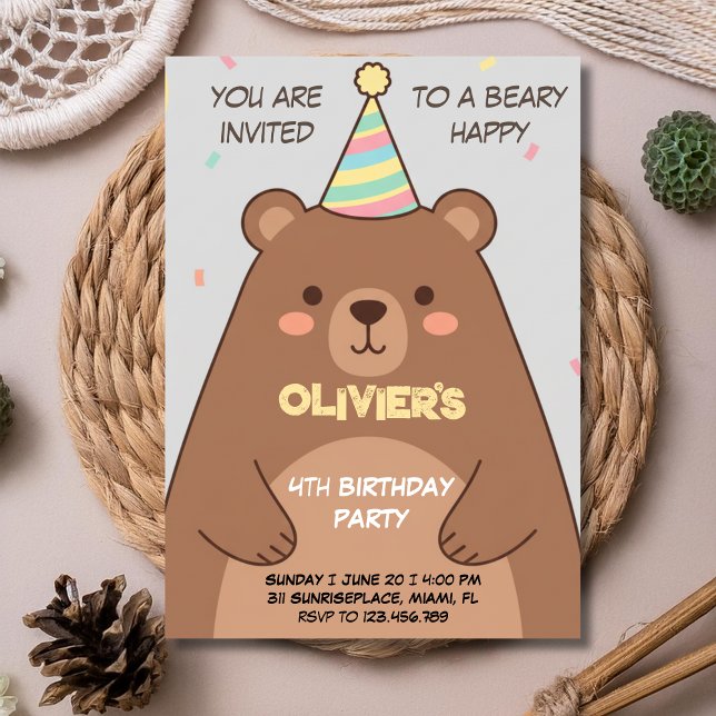 Convite Teddy bear brown any age birthday invitation (Criador carregado)
