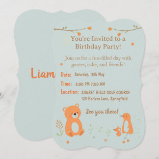 Convite Teddy Bear Childish Birthday Invitation Card 