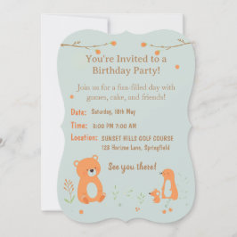 Convite Teddy Bear Childish Birthday Invitation Card