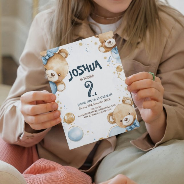 Convite Teddy Bear E Aniversário de criança De Balões (Criador carregado)