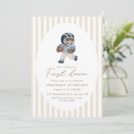 Convite Teddy bear First Down Football First Birthday