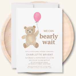 Convite Teddy Bear Girl Baby Shower