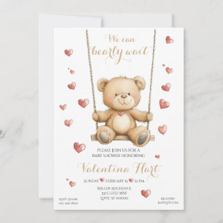 Convite Teddy Bear Hearts Baby Shower Invitation