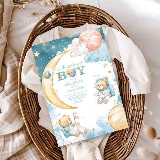 Convite Teddy Bear Houston Temos Um Menino Exterior (Criador carregado)