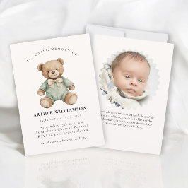 Convite Teddy Bear "In Loving Memory" Child Memorial Card
