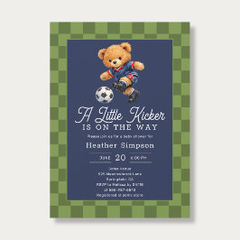 Convite Teddy Bear Little Kicker Soccer Baby Shower