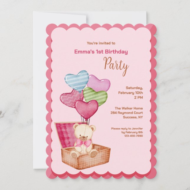 Convite Teddy Bear Love Invitations (Frente)