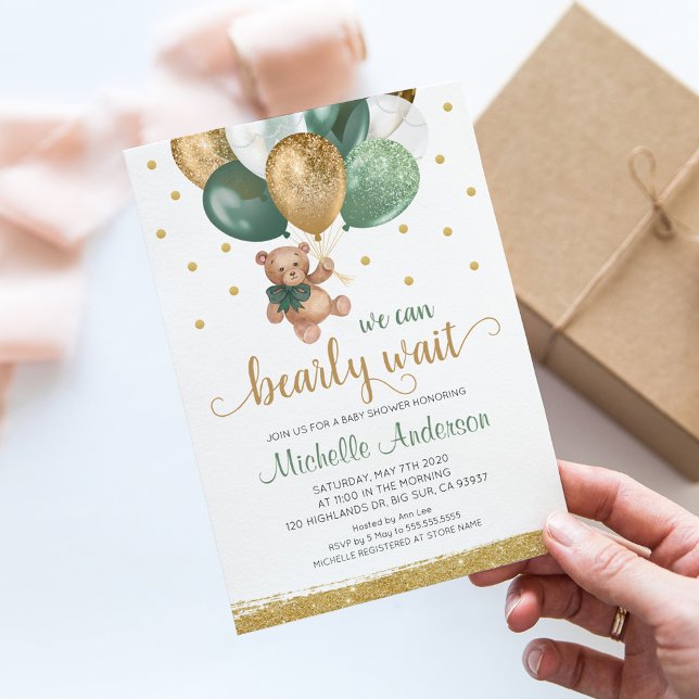 Convite Teddy Bear Podemos Ampliar Chá de fraldas De Esper (Criador carregado)