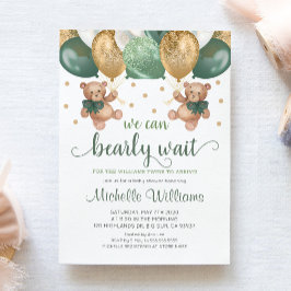 Convite Teddy Bear Podemos Banir O Chá de fraldas De Gêmeo