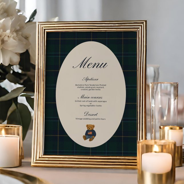 Convite Teddy Bear Polo Baby Shower Menu (Criador carregado)